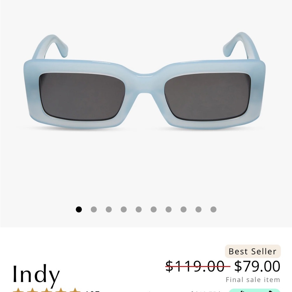Indy Blue Rectangular Sunglasses